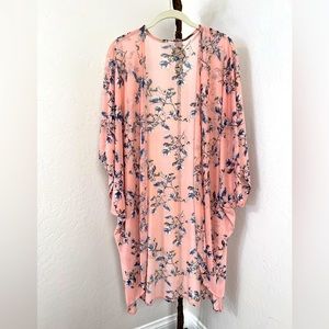 Boho Sheer Pink & Blue Cover Up/Duster